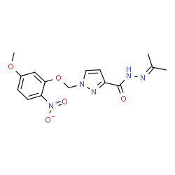 ChemSpider 2D Image | N'-Isopropylidene-1-[(5-methoxy-2-nitrophenoxy)methyl]-1H-pyrazole-3-carbohydrazide | C15H17N5O5
