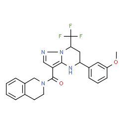 ChemSpider 2D Image | 3,4-Dihydro-2(1H)-isoquinolinyl[5-(3-methoxyphenyl)-7-(trifluoromethyl)-4,5,6,7-tetrahydropyrazolo[1,5-a]pyrimidin-3-yl]methanone | C24H23F3N4O2