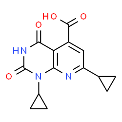 ChemSpider 2D Image | 1,7-dicyclopropyl-2,4-dioxo-3H-pyrido[2,3-d]pyrimidine-5-carboxylic acid | C14H13N3O4