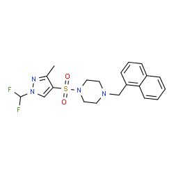 ChemSpider 2D Image | 1-{[1-(Difluoromethyl)-3-methyl-1H-pyrazol-4-yl]sulfonyl}-4-(1-naphthylmethyl)piperazine | C20H22F2N4O2S