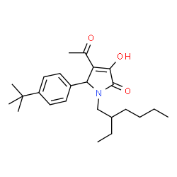 ChemSpider 2D Image | 4-Acetyl-1-(2-ethylhexyl)-3-hydroxy-5-[4-(2-methyl-2-propanyl)phenyl]-1,5-dihydro-2H-pyrrol-2-one | C24H35NO3
