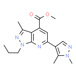 ChemSpider 2D Image | methyl 6-(1,5-dimethylpyrazol-4-yl)-3-methyl-1-propylpyrazolo[3,4-b]pyridine-4-carboxylate | C17H21N5O2