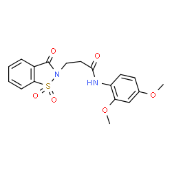 ChemSpider 2D Image | N-(2,4-Dimethoxyphenyl)-3-(1,1-dioxido-3-oxo-1,2-benzothiazol-2(3H)-yl)propanamide | C18H18N2O6S