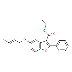 ChemSpider 2D Image | Ethyl 5-[(3-methyl-2-buten-1-yl)oxy]-2-phenyl-1-benzofuran-3-carboxylate | C22H22O4
