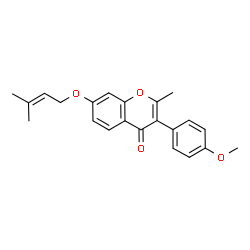 ChemSpider 2D Image | 3-(4-Methoxyphenyl)-2-methyl-7-[(3-methyl-2-buten-1-yl)oxy]-4H-chromen-4-one | C22H22O4