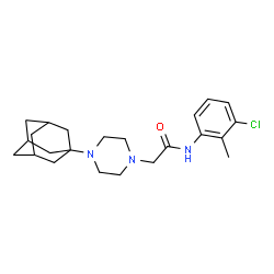 ChemSpider 2D Image | 2-[4-(Adamantan-1-yl)-1-piperazinyl]-N-(3-chloro-2-methylphenyl)acetamide | C23H32ClN3O