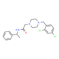 ChemSpider 2D Image | 2-[4-(2,4-Dichlorobenzyl)-1-piperazinyl]-N-(1-phenylethyl)acetamide | C21H25Cl2N3O