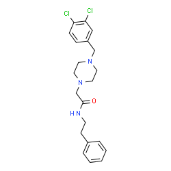 ChemSpider 2D Image | 2-[4-(3,4-Dichlorobenzyl)-1-piperazinyl]-N-(2-phenylethyl)acetamide | C21H25Cl2N3O