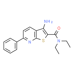 ChemSpider 2D Image | 3-Amino-N,N-diethyl-6-phenylthieno[2,3-b]pyridine-2-carboxamide | C18H19N3OS
