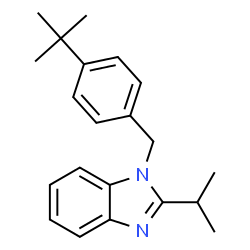 ChemSpider 2D Image | 1-(4-tert-Butylbenzyl)-2-isopropyl-1H-benzimidazole | C21H26N2
