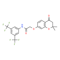 ChemSpider 2D Image | N-[3,5-Bis(trifluoromethyl)phenyl]-2-[(2,2-dimethyl-4-oxo-3,4-dihydro-2H-chromen-7-yl)oxy]acetamide | C21H17F6NO4