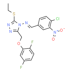 ChemSpider 2D Image | (E)-1-(4-Chloro-3-nitrophenyl)-N-{3-[(2,5-difluorophenoxy)methyl]-5-(ethylsulfanyl)-4H-1,2,4-triazol-4-yl}methanimine | C18H14ClF2N5O3S