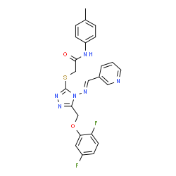 ChemSpider 2D Image | 2-({5-[(2,5-Difluorophenoxy)methyl]-4-[(E)-(3-pyridinylmethylene)amino]-4H-1,2,4-triazol-3-yl}sulfanyl)-N-(4-methylphenyl)acetamide | C24H20F2N6O2S