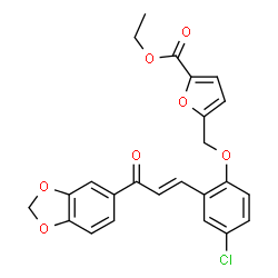 ChemSpider 2D Image | Ethyl 5-({2-[(1E)-3-(1,3-benzodioxol-5-yl)-3-oxo-1-propen-1-yl]-4-chlorophenoxy}methyl)-2-furoate | C24H19ClO7