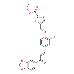 ChemSpider 2D Image | Ethyl 5-({4-[(1E)-3-(1,3-benzodioxol-5-yl)-3-oxo-1-propen-1-yl]-2-chlorophenoxy}methyl)-2-furoate | C24H19ClO7