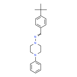 ChemSpider 2D Image | 1-[4-(2-Methyl-2-propanyl)phenyl]-N-(4-phenyl-1-piperazinyl)methanimine | C21H27N3