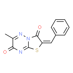 ChemSpider 2D Image | (2E)-2-Benzylidene-6-methyl-7H-[1,3]thiazolo[3,2-b][1,2,4]triazine-3,7(2H)-dione | C13H9N3O2S