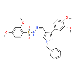 ChemSpider 2D Image | N'-{(Z)-[1-Benzyl-3-(3,4-dimethoxyphenyl)-1H-pyrazol-4-yl]methylene}-2,4-dimethoxybenzenesulfonohydrazide | C27H28N4O6S