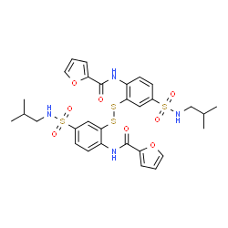 ChemSpider 2D Image | N,N'-{Disulfanediylbis[4-(isobutylsulfamoyl)-2,1-phenylene]}di(2-furamide) | C30H34N4O8S4