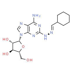 ChemSpider 2D Image | 9-(beta-D-Arabinofuranosyl)-2-[(2E)-2-(cyclohexylmethylene)hydrazino]-9H-purin-6-amine | C17H25N7O4