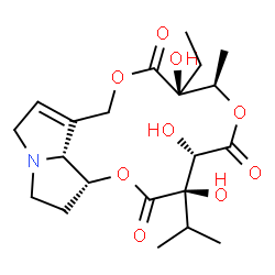ChemSpider 2D Image | (3R,4S,7R,8S,16aR,16bR)-8-Ethyl-3,4,8-trihydroxy-3-isopropyl-7-methyl-3,4,11,13,15,16,16a,16b-octahydro-7H-[1,5,10]trioxacyclotetradecino[7,8,9-gh]pyrrolizine-2,5,9(8H)-trione | C21H31NO9