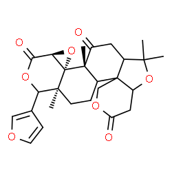 ChemSpider 2D Image | (8aR,8bS,9aS,12aS)-12-(3-Furyl)-6,6,8a,12a-tetramethyldecahydro-3H-oxireno[d]pyrano[4',3':3,3a][2]benzofuro[5,4-f]isochromene-3,8,10(6H,9aH)-trione | C26H30O8