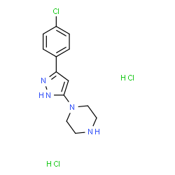 ChemSpider 2D Image | 1-[3-(4-Chlorophenyl)-1H-pyrazol-5-yl]piperazine dihydrochloride | C13H17Cl3N4