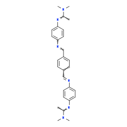 ChemSpider 2D Image | (1E,1'E)-N',N''-{1,4-Phenylenebis[(E)methylylidene(E)azanylylidene-4,1-phenylene]}bis(N,N-dimethylethanimidamide) | C28H32N6