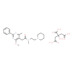 ChemSpider 2D Image | 2-(4-Methoxy-6-methyl-2-phenyl-5-pyrimidinyl)-N-methyl-N-[2-(1-piperidinyl)ethyl]acetamide 2-hydroxy-1,2,3-propanetricarboxylate (1:1) | C28H38N4O9