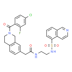 ChemSpider 2D Image | 2-[2-(4-Chloro-2-fluorobenzoyl)-1,2,3,4-tetrahydro-7-isoquinolinyl]-N-{2-[(5-isoquinolinylsulfonyl)amino]ethyl}acetamide | C29H26ClFN4O4S