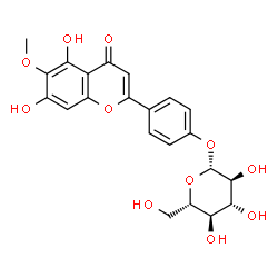 ChemSpider 2D Image | 4-(5,7-Dihydroxy-6-methoxy-4-oxo-4H-chromen-2-yl)phenyl beta-L-glucopyranoside | C22H22O11