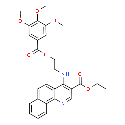 ChemSpider 2D Image | Ethyl 4-({2-[(3,4,5-trimethoxybenzoyl)oxy]ethyl}amino)benzo[h]quinoline-3-carboxylate | C28H28N2O7