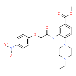 ChemSpider 2D Image | Methyl 4-(4-ethyl-1-piperazinyl)-3-{[(4-nitrophenoxy)acetyl]amino}benzoate | C22H26N4O6