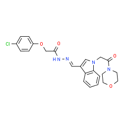 ChemSpider 2D Image | 2-(4-Chlorophenoxy)-N'-[(E)-{1-[2-(4-morpholinyl)-2-oxoethyl]-1H-indol-3-yl}methylene]acetohydrazide | C23H23ClN4O4
