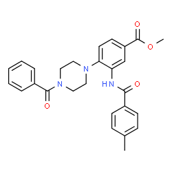 ChemSpider 2D Image | Methyl 4-(4-benzoyl-1-piperazinyl)-3-[(4-methylbenzoyl)amino]benzoate | C27H27N3O4