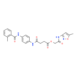 ChemSpider 2D Image | 2-[(5-Methyl-1,2-oxazol-3-yl)amino]-2-oxoethyl 4-({4-[(2-methylbenzoyl)amino]phenyl}amino)-4-oxobutanoate | C24H24N4O6