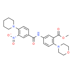 ChemSpider 2D Image | Methyl 2-(4-morpholinyl)-5-{[3-nitro-4-(1-piperidinyl)benzoyl]amino}benzoate | C24H28N4O6