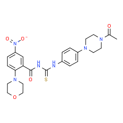 ChemSpider 2D Image | N-{[4-(4-Acetyl-1-piperazinyl)phenyl]carbamothioyl}-2-(4-morpholinyl)-5-nitrobenzamide | C24H28N6O5S