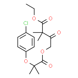 ChemSpider 2D Image | Ethyl 4-{[2-(4-chlorophenoxy)-2-methylpropanoyl]oxy}-2,2-dimethyl-3-oxobutanoate | C18H23ClO6