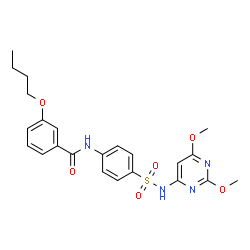 ChemSpider 2D Image | 3-Butoxy-N-{4-[(2,6-dimethoxy-4-pyrimidinyl)sulfamoyl]phenyl}benzamide | C23H26N4O6S