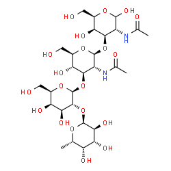 ChemSpider 2D Image | 6-Deoxy-alpha-L-galactopyranosyl-(1->2)-beta-D-galactopyranosyl-(1->3)-2-acetamido-2-deoxy-beta-D-glucopyranosyl-(1->3)-2-acetamido-2-deoxy-D-galactopyranose | C28H48N2O20