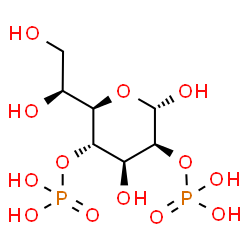 ChemSpider 2D Image | (5R)-5-[(1S)-1,2-Dihydroxyethyl]-2,4-di-O-phosphono-alpha-D-lyxopyranose | C7H16O13P2
