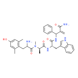 ChemSpider 2D Image | 2,6-Dimethyltyrosyl-N-methyl-D-alanyl-N-(2-carbamoyl-1-phenyl-2-propen-1-yl)-L-tryptophanamide | C36H42N6O5