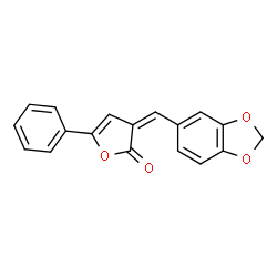 ChemSpider 2D Image | (3Z)-3-(1,3-Benzodioxol-5-ylmethylene)-5-phenyl-2(3H)-furanone | C18H12O4