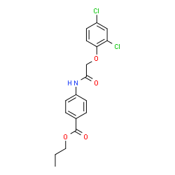 ChemSpider 2D Image | Propyl 4-{[(2,4-dichlorophenoxy)acetyl]amino}benzoate | C18H17Cl2NO4