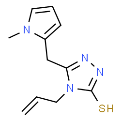 ChemSpider 2D Image | 5-[(1-methyl-1H-pyrrol-2-yl)methyl]-4-(prop-2-en-1-yl)-4H-1,2,4-triazole-3-thiol | C11H14N4S