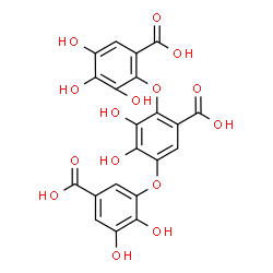 ChemSpider 2D Image | 2-[6-Carboxy-4-(5-carboxy-2,3-dihydroxyphenoxy)-2,3-dihydroxyphenoxy]-3,4,5-trihydroxybenzoic acid | C21H14O15