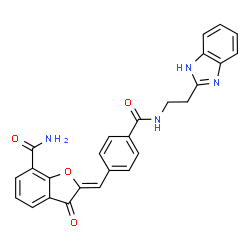 ChemSpider 2D Image | (2Z)-2-(4-{[2-(1H-Benzimidazol-2-yl)ethyl]carbamoyl}benzylidene)-3-oxo-2,3-dihydro-1-benzofuran-7-carboxamide | C26H20N4O4