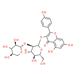 ChemSpider 2D Image | 5,7-Dihydroxy-2-(4-hydroxyphenyl)-4-oxo-4H-chromen-3-yl 2-O-[(3xi)-beta-D-erythro-pentopyranosyl]-D-glucopyranoside | C26H28O15