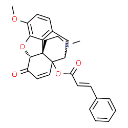 ChemSpider 2D Image | (5alpha)-3-Methoxy-17-methyl-6-oxo-7,8-didehydro-4,5-epoxymorphinan-14-yl (2E)-3-phenylacrylate | C27H25NO5